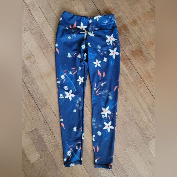 COMPRESSIONZ ,‎ Compression Leggings - Blue Flowers, Size Small - Picture 4 of 8